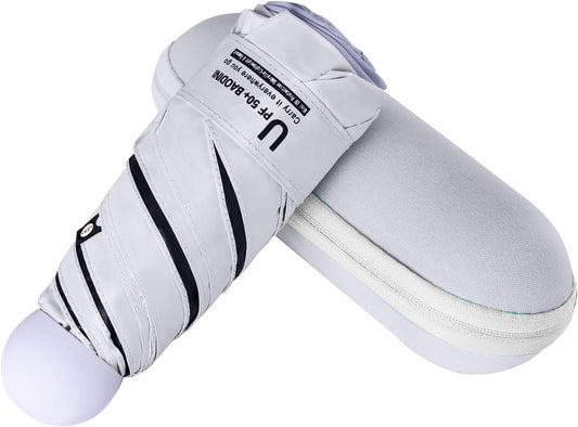 BAODINI Travel Mini Umbrella for Purse With Case Small Compact UV Sun Protection Sun Lightweight Tiny Pocket Umbrella for Women Kids and Men