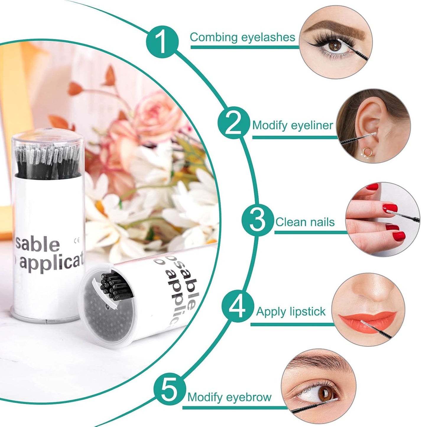 200PCS Micro Applicators Brushes Mini Cotton Swabs Remove Grafted Eyelash Glue Dedicated Brush Disposable Microswabs for Eyelash Extensions Make up and Lash Clean and Personal Care (Black)