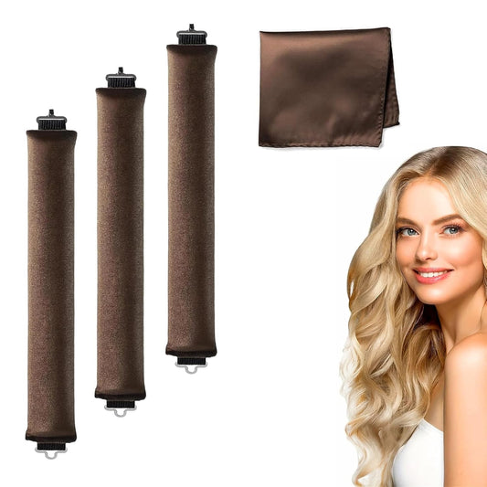 Heatless Hair Curler Overnight Curl Rods for All Hair Types, Healthy and Stylish Heatless Curling Set jumbo heatless hair curler to sleep in Heatless Hair Curlers (Brown, Medium)