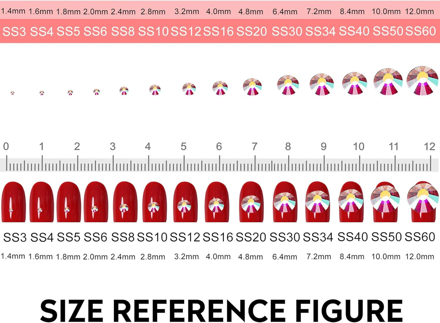 3600pcs Flatback Rhinestones Glass Charms Diamantes Gems Stones for Nail Art 6 Size ss4~ss12 Box Siam