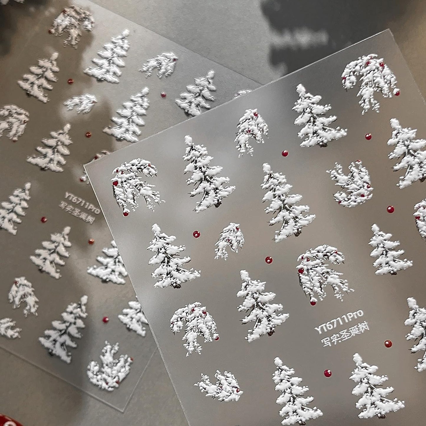 Christmas Nail Stickers 5D Embossed Christmas Nail Art Stickers with Snow Christmas Tree Xmas Tree Designs Winter DIY Self-Adhesive Nail Art Decorations for Women Girls