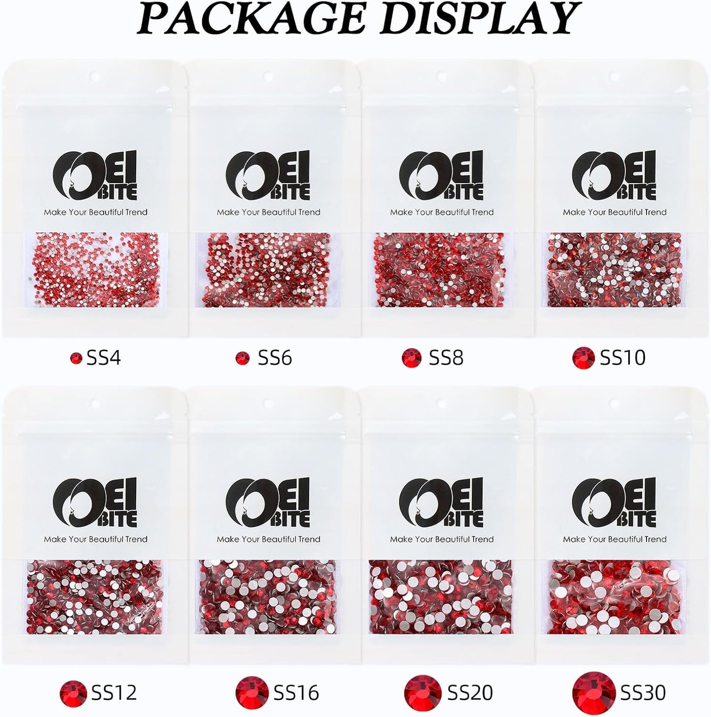 Light Siam Flatback Rhinestones, Glass Rhinestones for Nail Art and Craft, Glue Fix, Loose Crystal Gemstones(Red, SS20, 1440pcs, 4.6-4.8mm)