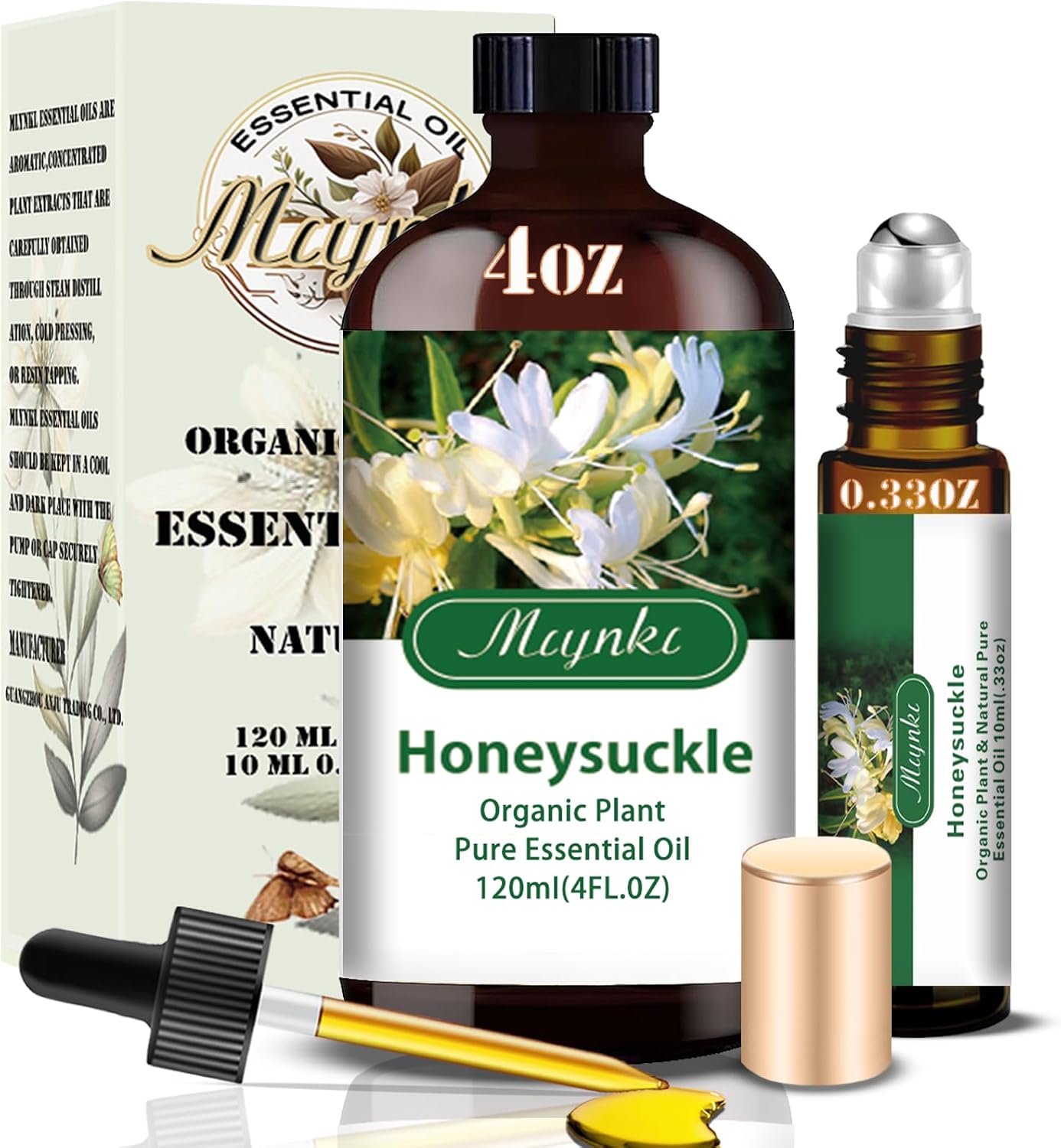 Honeysuckle Fragrance Oil-Honeysuckle Essential Oil 4.33oz (130ml)-100% Pure Natural Scent for Diffusers, Candles, Soap Making & Aromatherapy-Relaxing Home & Gift Essential Oil for Bath, Massage