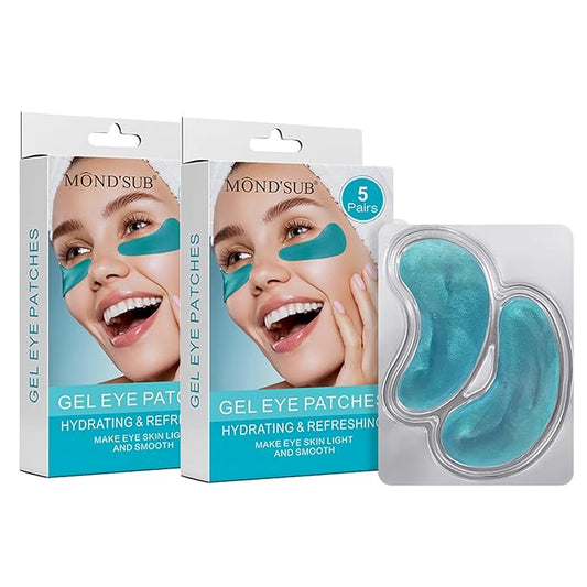 Premium Under Eye Patches, Gel Eye Patches Hydrating & Refresh for Puffy Eyes, Under Eye Bags & Dark Circles, Natural Collagen Eye Gels Pads, Crystal Anti-Aging Eye Mask (Light blue)