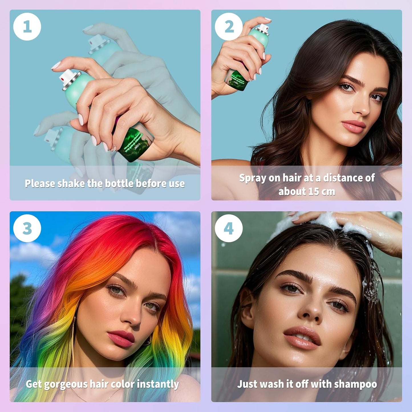 Gray Hair Spray,Hair Color Spray Dye,Grey Temporary Hair Color Spray for Kids Women Men,Sliver Gray Hair Color Spray Pomades,Washable Color Hair Spray for Party,Halloween,Cosplay(Gray)