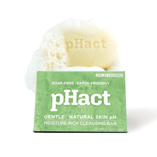 ANDREW LESSMAN pHact Moisture-Rich, Soap-Free Cleansing Bar Cucumber. Natural Skin pH. All Skin Types - Even Sensitive Skin. Hypoallergenic. Dermatologist Tested. 6 - Pack 4.25 oz each