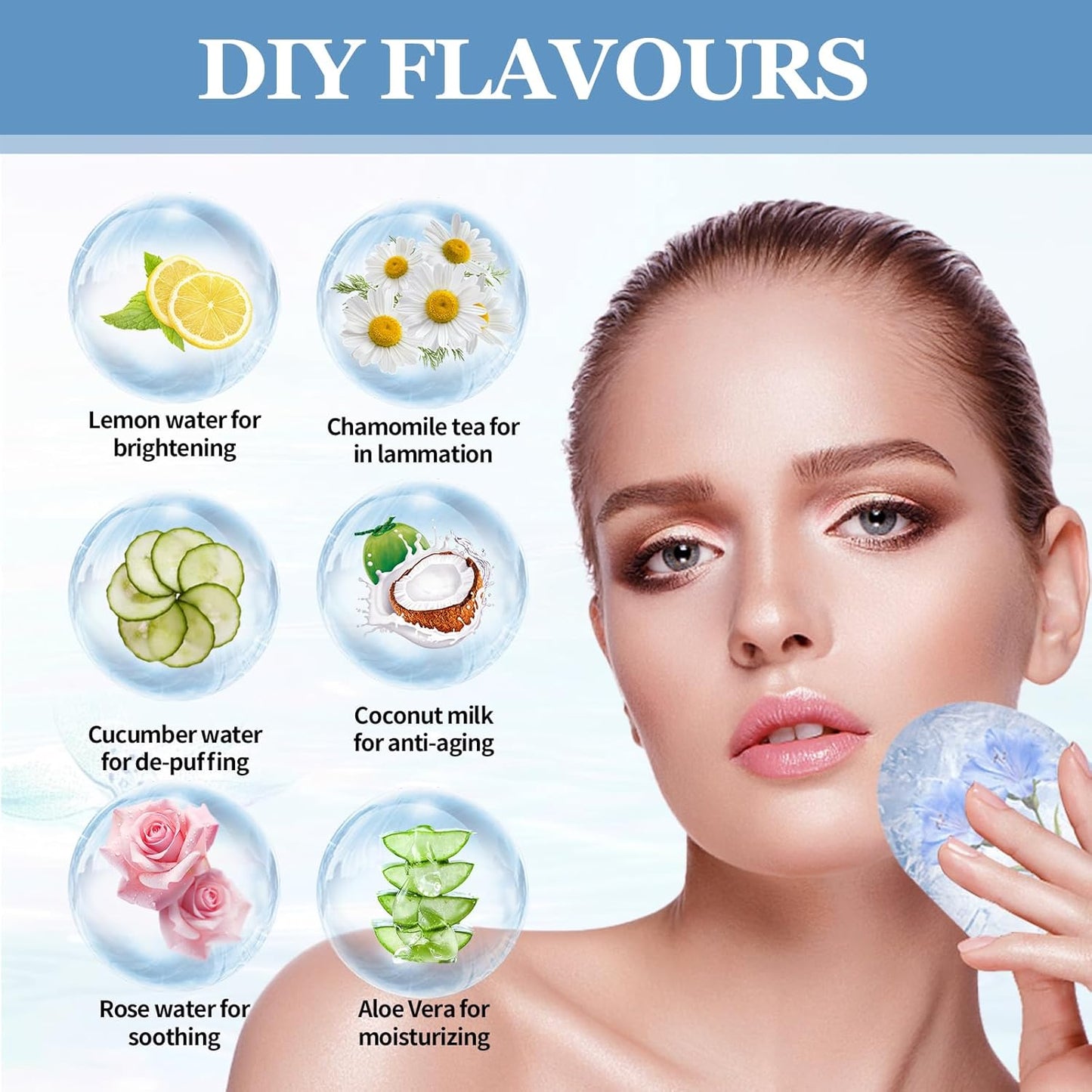 Ice Cube Roller for Face,Eyes and Neck,Reusable Silicone Ice Mold Mermaid Shell Shape for Shrink Pores Anti Wrinkle and Skin Beauty Care,Reduce Migraine Pain,Gua Sha Face Massage Tools (Pink)