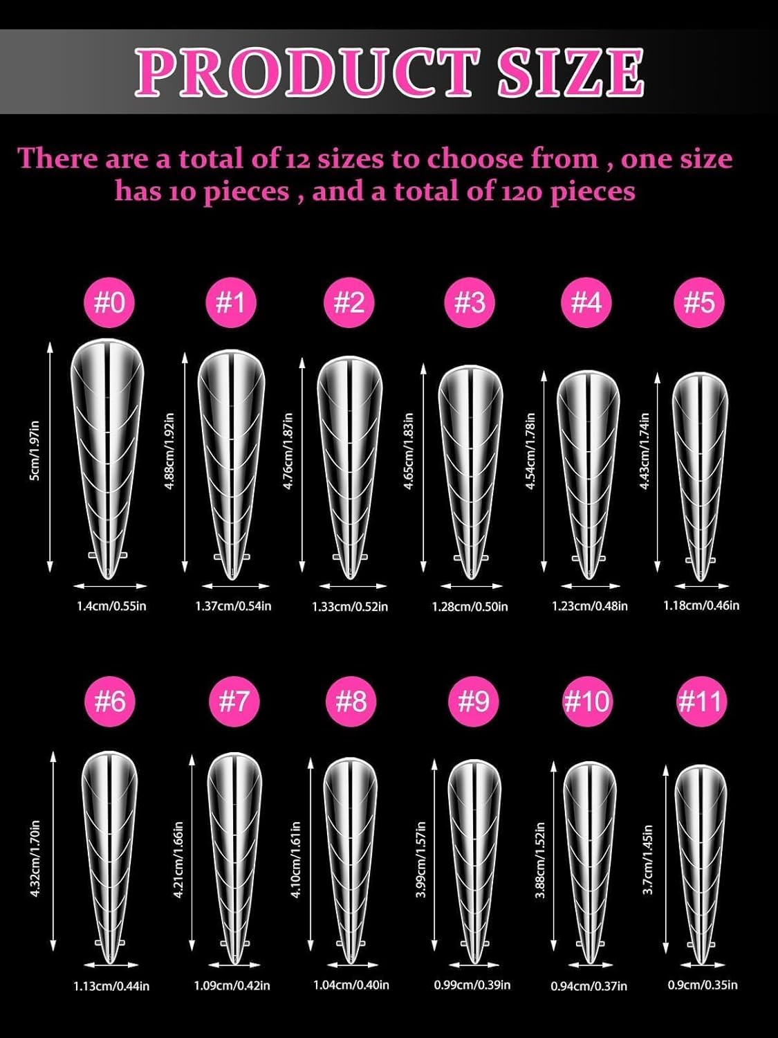 EBANKU Dual Nail Forms for Poly Extension Gel 120 PCS Structure Poly Nail Gel Stiletto Nail Tips for Builder Gel Solid Nail Gel Glue Nail Art Design Salon&DIY