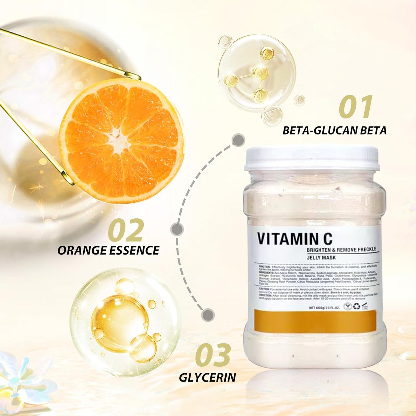 Jelly Mask for Facials, Hydrating & Moisturizing Peel-Off Rubber Gel Face Mask, Skin Care for Deep Hydration & Glow, 23 Fl Oz Jar, Professional Spa Use for All Skin Types with VC essence