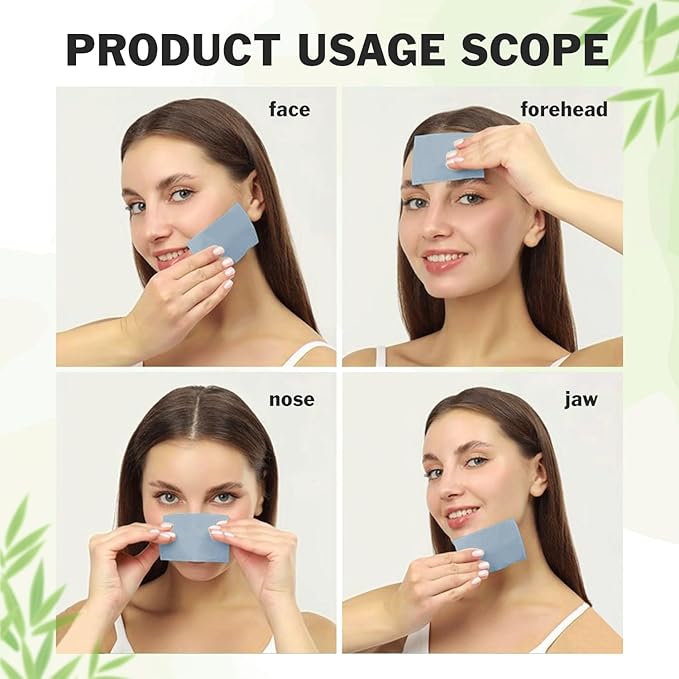 Natural Bamboo Charcoal Oil Absorbing Tissues - 4pk/400 Oil Blotting Sheets For Face, Oil Control Film, Oil Absorbing Sheets, Makeup Friendly