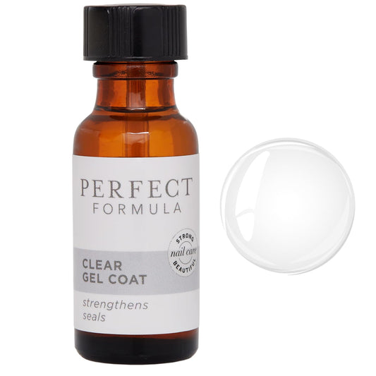 Perfect Formula Clear Gel Coat - Nail Strengthener, Keratin Treatment, Clear Nail Polish - Strengthener for Damaged Nails - Made In The USA .60 fl oz.