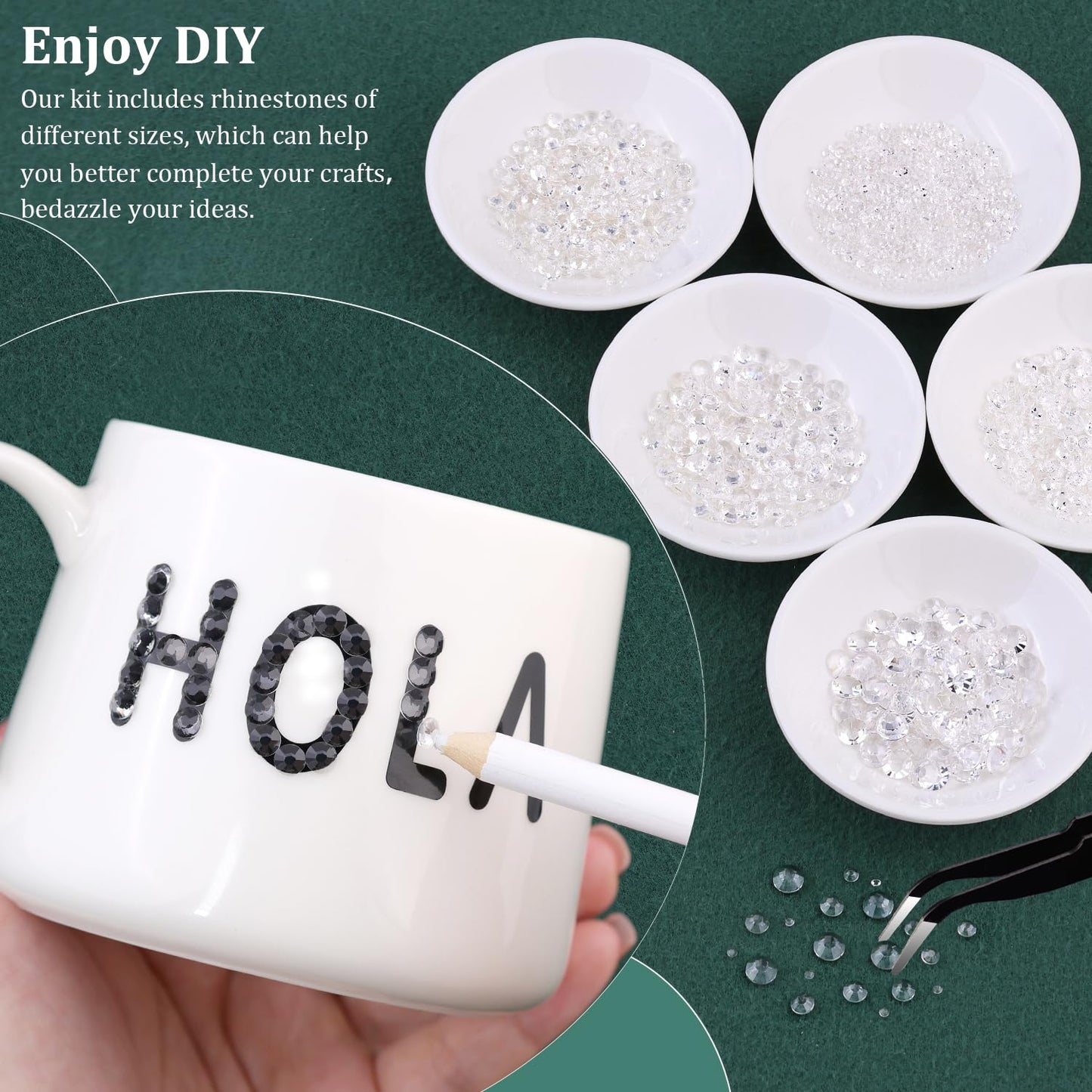 Resin Rhinestones for Crafting with B7000 Jewelry Glue, 1 Box Transparent Flatback Crystals with 3Pcs 10ml Glue for Bedazzling Crafts DIY Nail Art Makeup，Non Hotfix Gems for Clothing Shoes