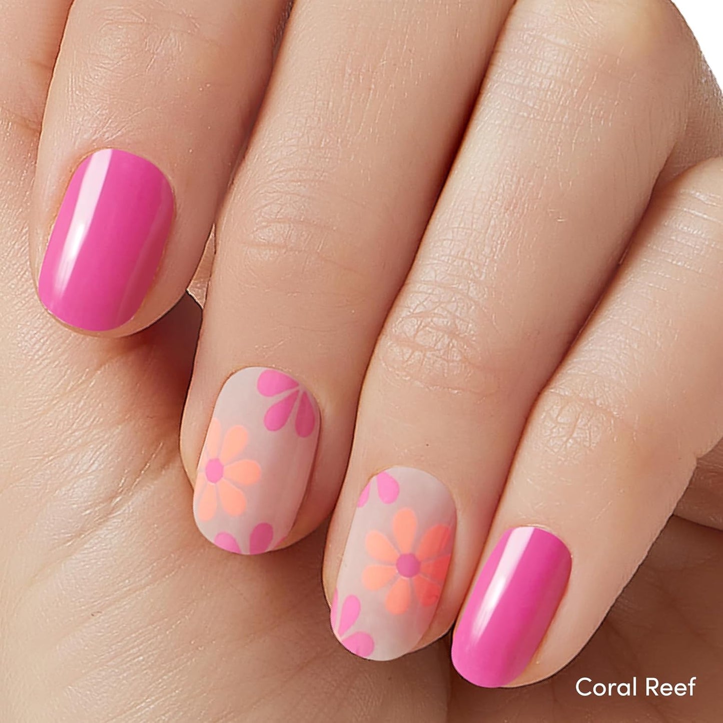 Dashing Diva Gloss Nail Strips Bundle - The Bright Pinks Collection - Coral Reef & Palm Beach - UV Free, Chip Resistant, Long Lasting Gel Stickers - Contains 2 Sets