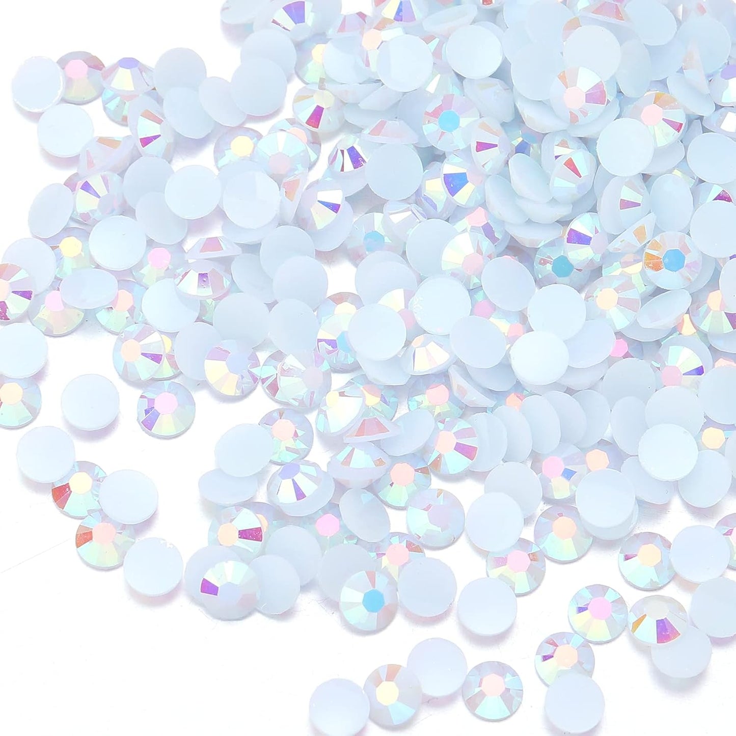 Multi Size 3mm 4mm 5mm Rhinestones Set for Nails Crafts White Non Hotfix Rhinestones Nail Gems Rhinestone Jelly AB&Round Flat Back Resin Rhinestone for Makeup Clothes Shoes Eyes Bottles Crafts