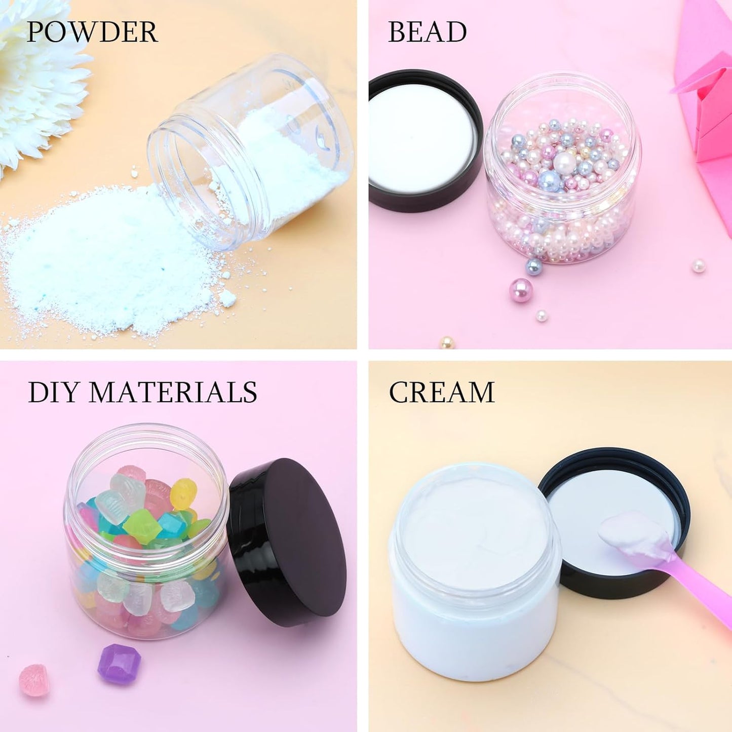 20 Pack 2oz Plastic Containers with Lids, Jars with Lids, Great for storing,lip balms, creams, ointments, cosmetics, samples