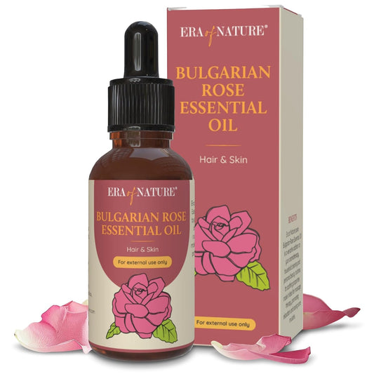 Era of Nature Bulgarian Rose Essential Oil - 100% Pure Rose Oil for Skincare, Hair, Diffusers & DIY Projects. Rich, Skin Care Body, Face and Stretch Marks Removal Cleanser, Perfume Oil - 1oz