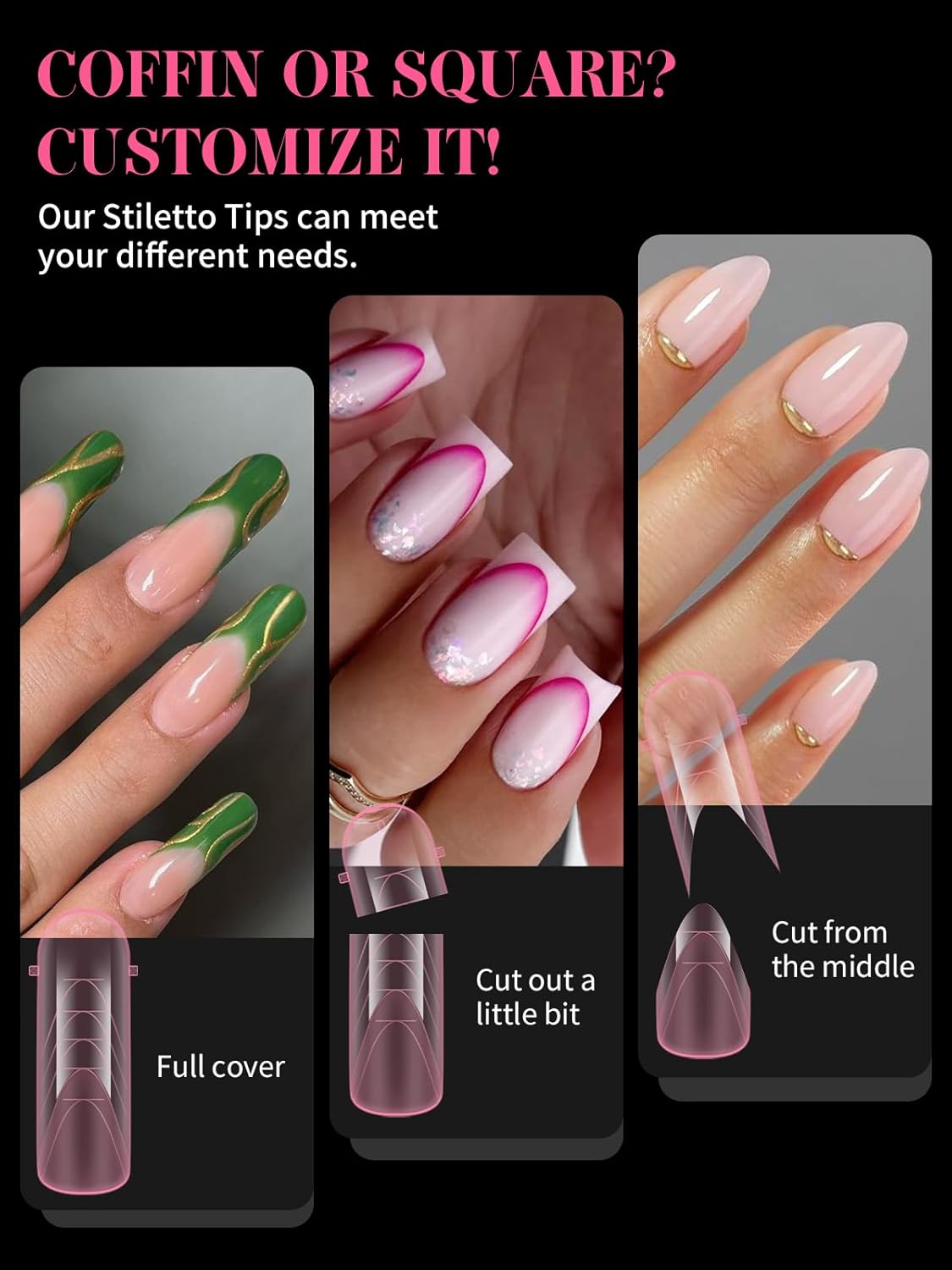 EBANKU Dual Nail Forms for Poly Extension Gel, 120 PCS Pink Nail Molds Reusable 12 Sizes Nail Extension Forms for Builder Gel Manicure Design Salon DIY