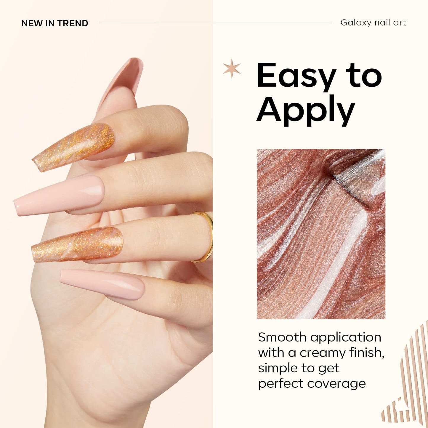 modelones Gel Nail Polish Set, 6 Colors Nude Brown Gel Polish Glitter Burgundy Shiny Champagne Gold Magnetic Cat Eye Effect Sparkle Stunning Home Nail Art Kit Gift for Girl Women