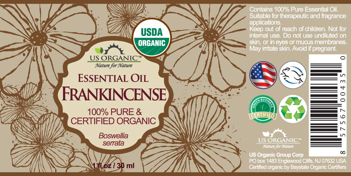 US Organic 100% Pure Frankincense Essential Oil, USDA Certified Organic, Steam Distilled, Boswellia serrata, Origin_India, Use Topically or in Diffuser (30 ml, Value 2Pack)