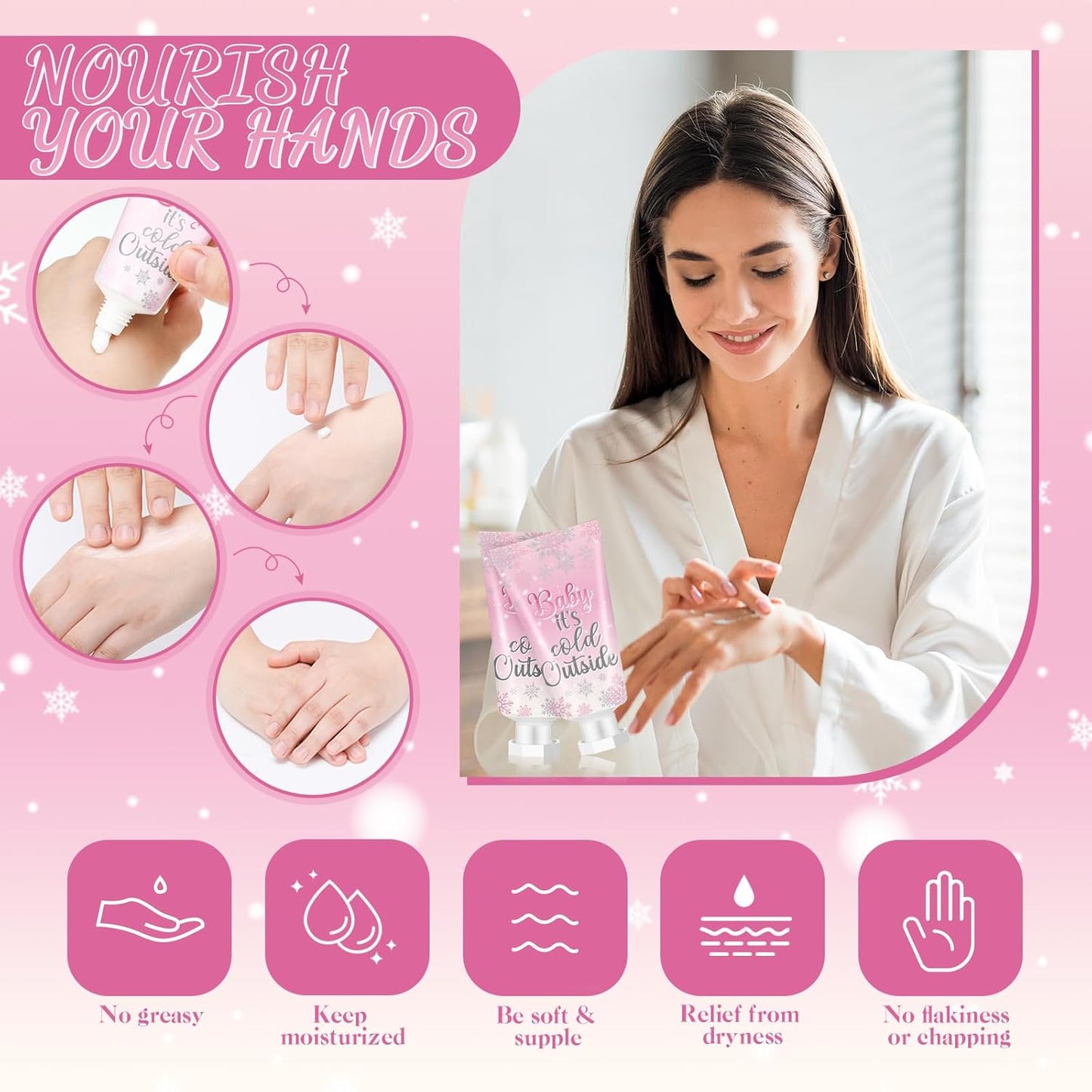 48 Sets Baby Shower Hand Cream Baby Shower Party Favors for Guests Christmas Hand Cream Gift Bulk Travel Size Lotion Set for Wedding Christmas(Cold Outside)