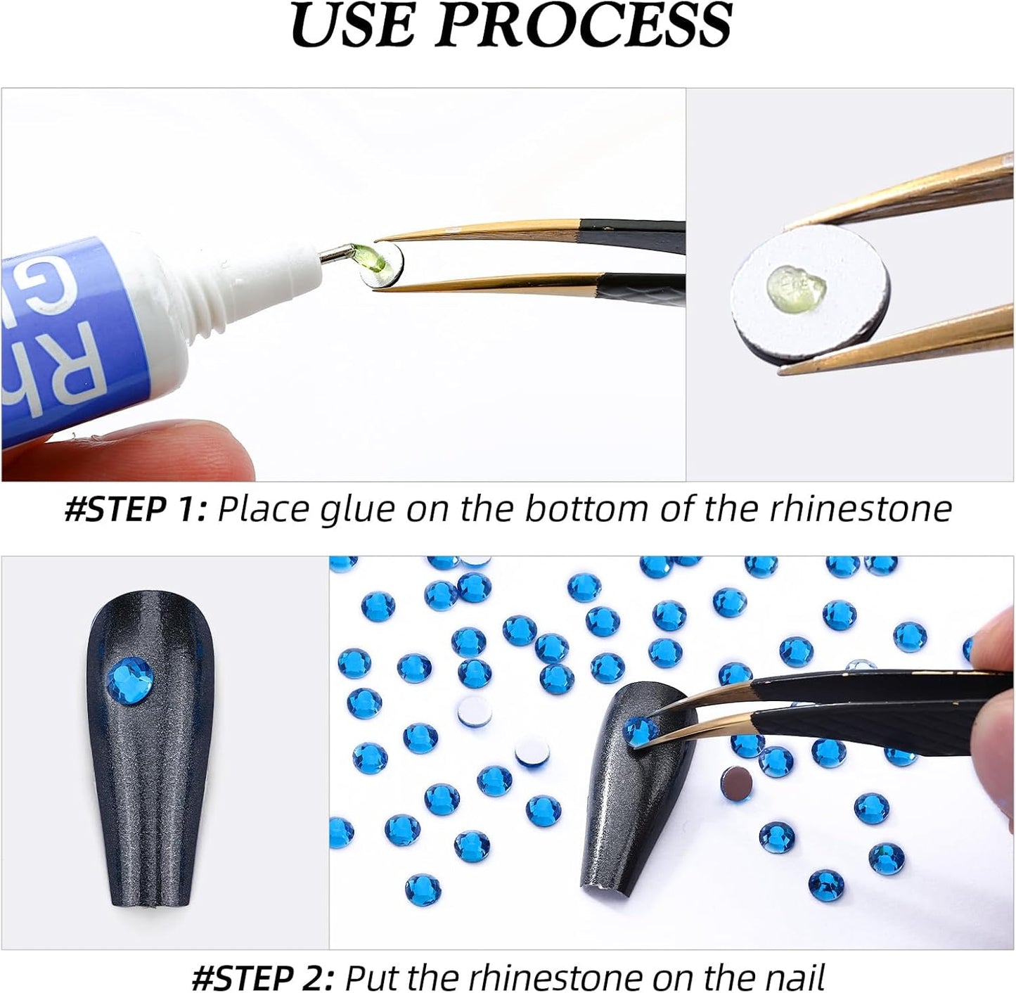 Capri Blue Flatback Rhinestones, Glass Rhinestones for Nail Art and Craft, Glue Fix, Loose Crystal Gemstones(Capri Blue, SS4, 1440pcs, 1.5-1.7mm)