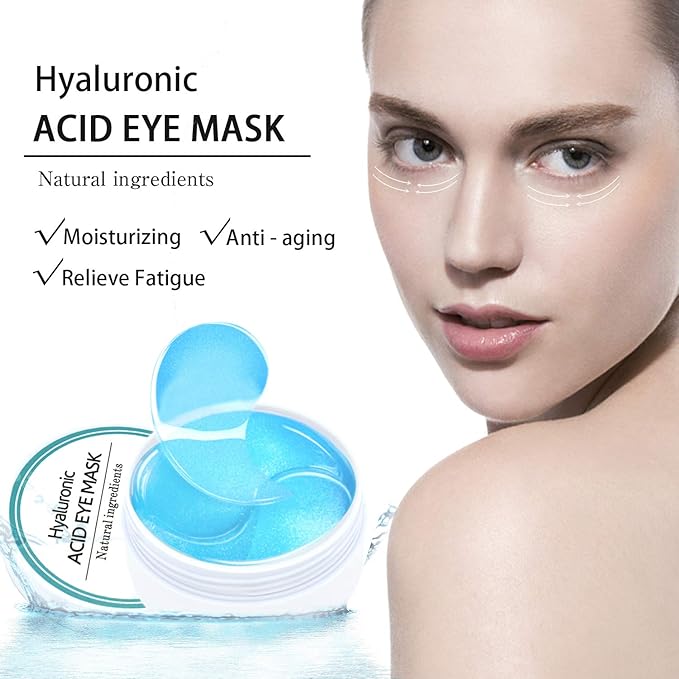 Under Eye Patches for Puffy Eyes: 60PCS Collagen Eye Gels Pads - Blue Hyaluronic Acid Under Eye Mask - Reduce Dark Circles & Bags - Skin Eye Care Products