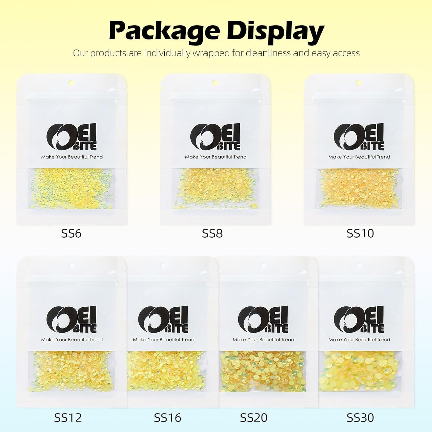 F Yellow Flatback Rhinestones, Glass Rhinestones for Nail Art and Craft, Glue Fix, Loose Crystal Gemstones(F Yellow, SS30, 288pcs, 6.4-6.6mm)