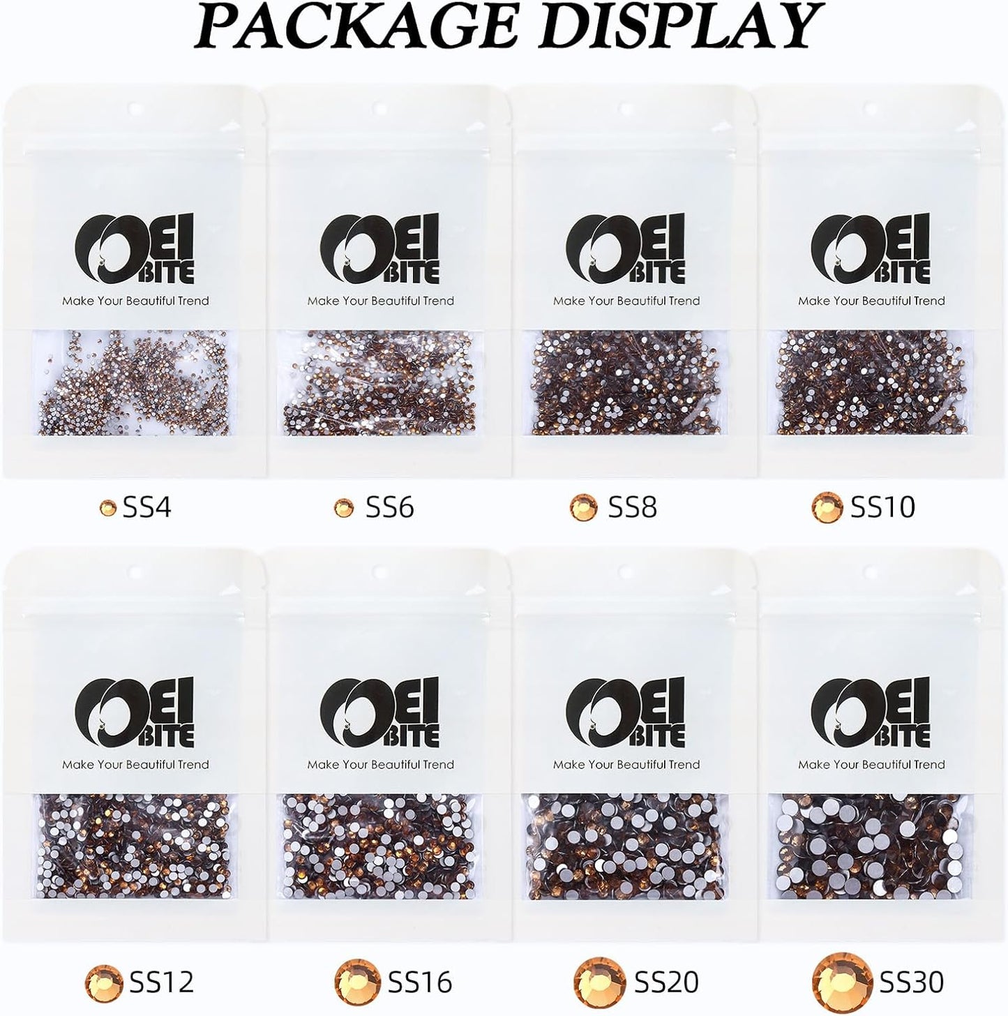 Topaz Flatback Rhinestones, Glass Rhinestones for Nail Art and Craft, Glue Fix, Loose Crystal Gemstones(Topaz, SS16, 1440pcs, 3.8-4.0mm)