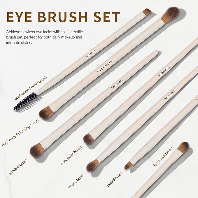 Makeup Brush Set 10pc, Dual-Ended Makeup Brushes For Bronzer, Contour, Eyeshadow, Blush, Concealer & Foundation Application