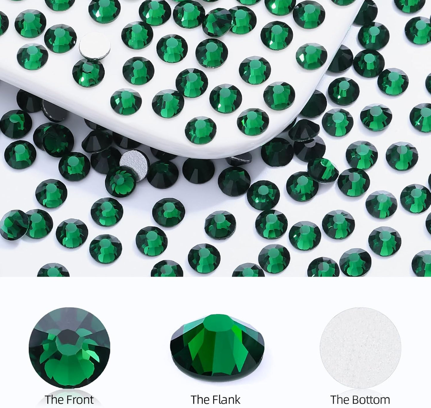 Malachite Green Flatback Rhinestones, Glass Rhinestones for Nail Art and Craft, Glue Fix, Loose Crystal Gemstones(Green, SS30, 288pcs, 6.4-6.6mm)