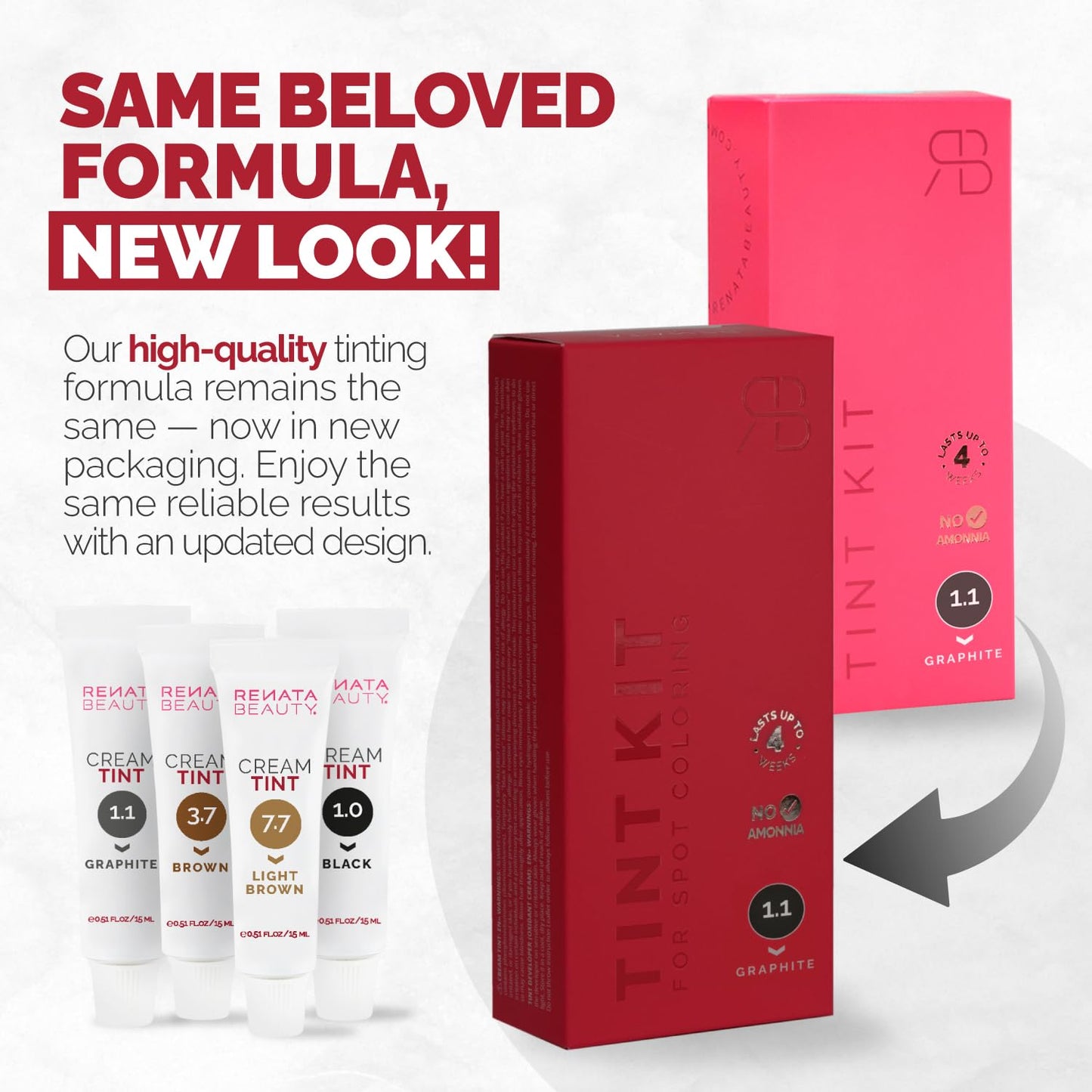 RB RENATA BEAUTY Tint Kit – Cream Hair Dye Kit with Developer and Application Brush for Spot Coloring - Covers Gray Hairs, Smudge-Proof, Long-Lasting Up to 4 Weeks, 20 Applications [Graphite]