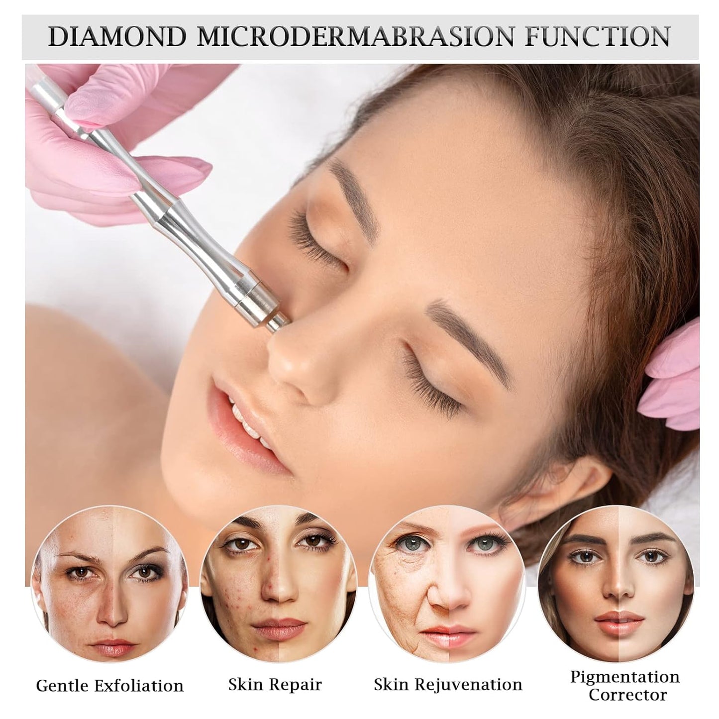 3 in 1 Diamond Microdermabrasion Machine, Professional Microdermabrasion Device with Vacuum Spray, Beauty Facial Skin Care Dermabrasion Equipment for Salon Personal Home Use