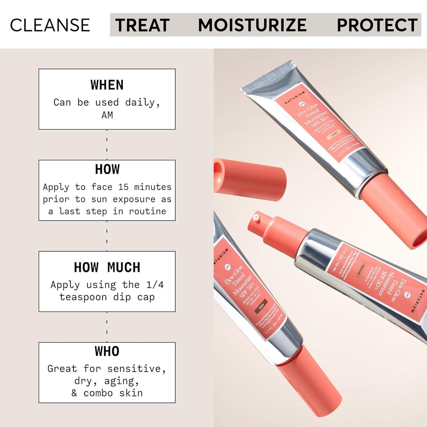 Naturium Dew-Glow Tinted Moisturizer SPF 50+ Deep, Daily Moisturizing Sunscreen & Face Primer Face Primer with Tint, Skin Protector with Dewy Finish, 1.7 oz