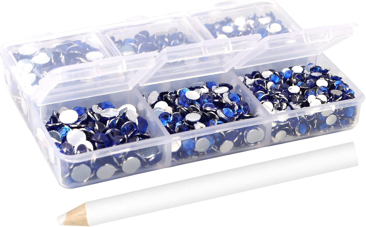 Multi Size 3mm 4mm 5mm Rhinestones Set for Nails Crafts Sapphire Non Hotfix Rhinestones Nail Gems Rhinestone Round Flat Back Resin Rhinestone for Makeup Clothes Shoes Eyes Bottles Crafts