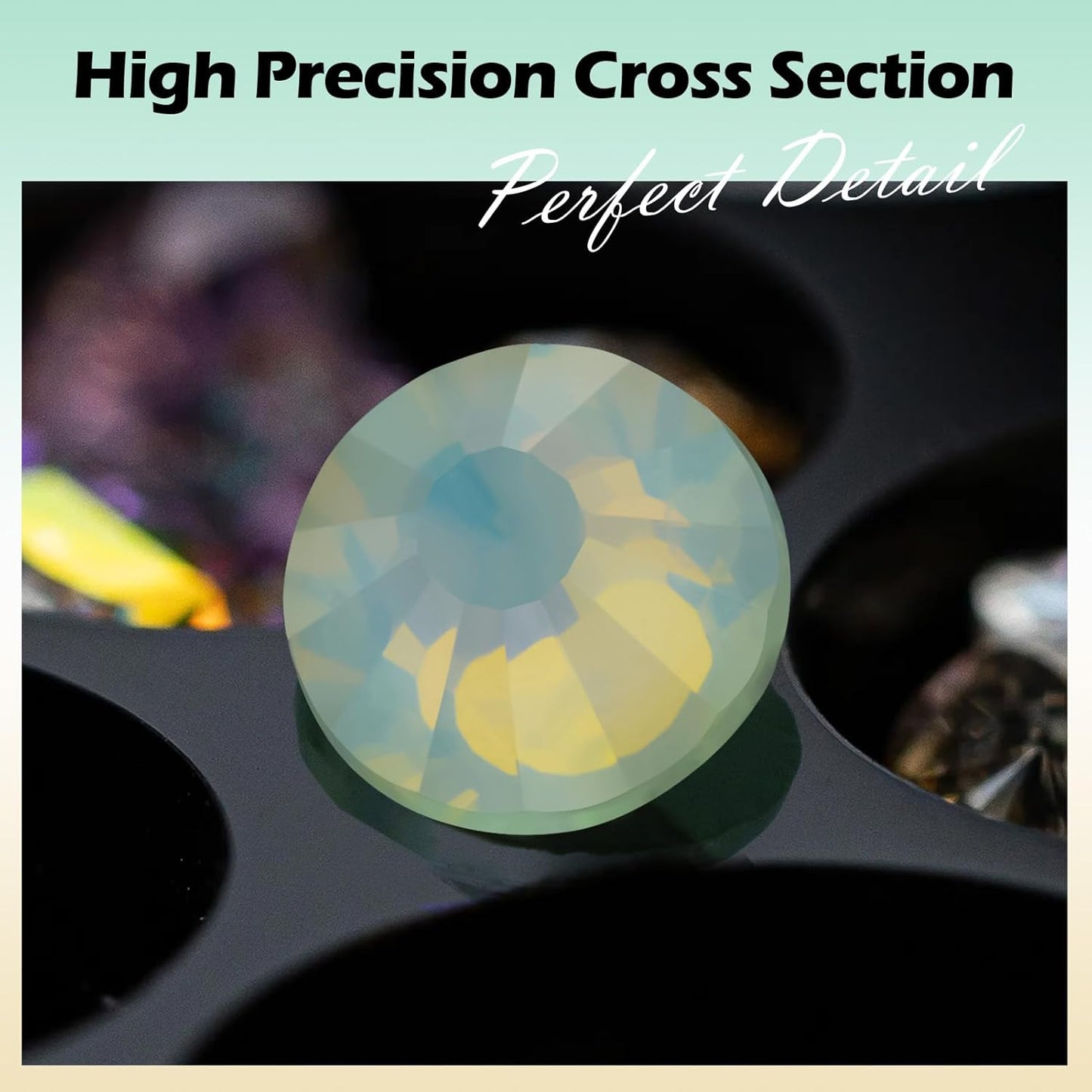 F Light Green Flatback Rhinestones, Glass Rhinestones for Nail Art and Craft, Glue Fix, Loose Crystal Gemstones(F Light Green, SS8, 1440pcs, 2.3-2.5mm)