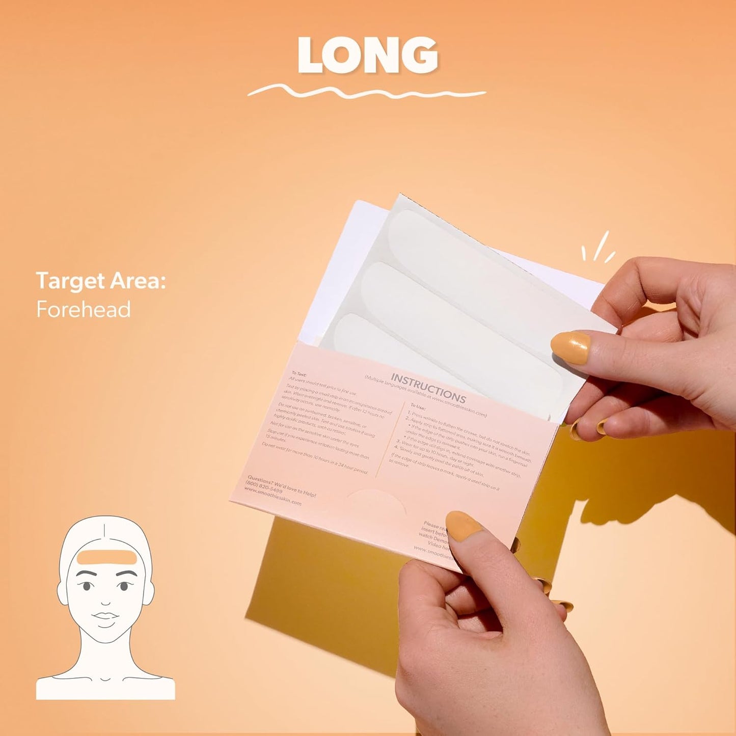 Smoothies Long Forehead Wrinkle Patches for Face Overnight - Facial Patches for Forehead, 48 Facial Adhesives per Box - Face Tape, Made in the USA