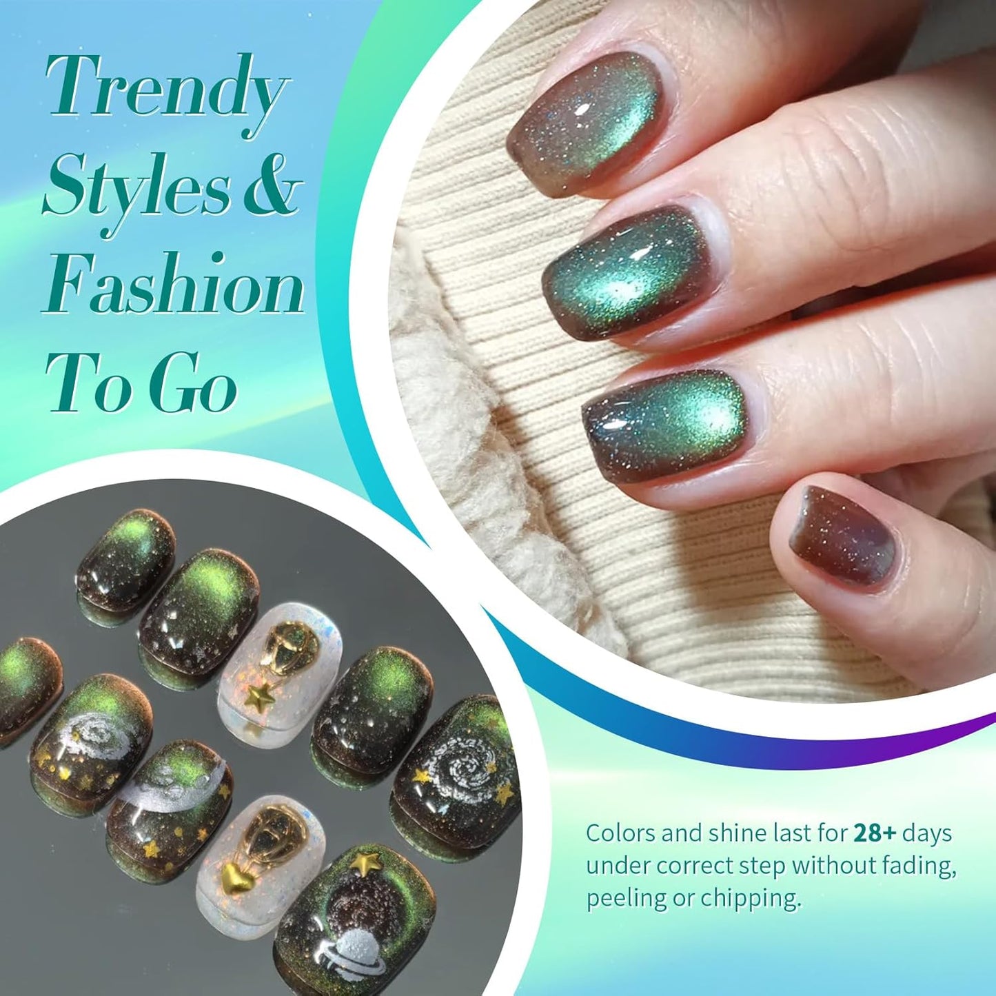 Born Pretty Cat Magnetic Eye Gel Nail Polish,Brown Green Magnetic Gel Polish Shimmer Magnetic Eye Gel Manicure Nail Art DIY 15ml