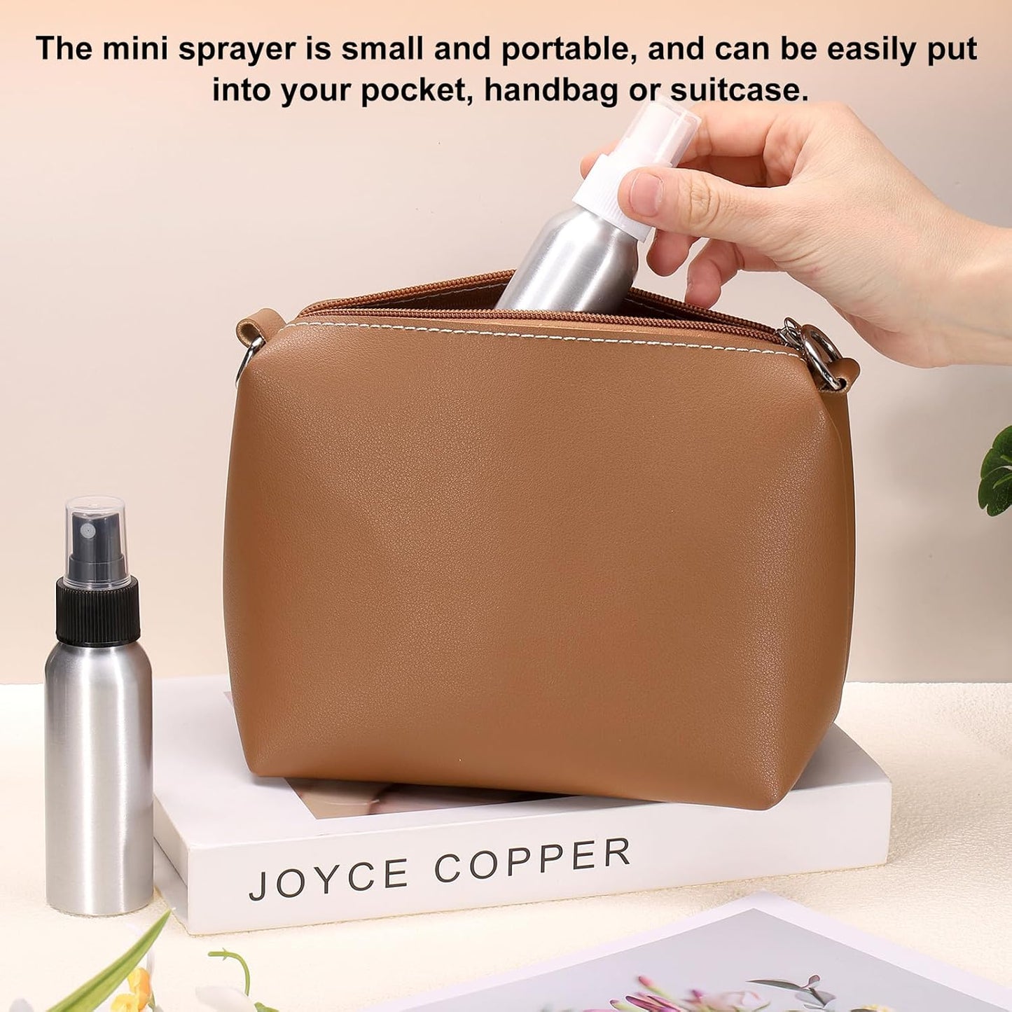 HARFINGTON Aluminum Fine Mist Spray Bottles 30ml/1oz Metal Small Liquid Alcohol Refillable Travel Container with White Plastic Nozzle Cap for Perfume Skincare Cosmetic Storage Bottle