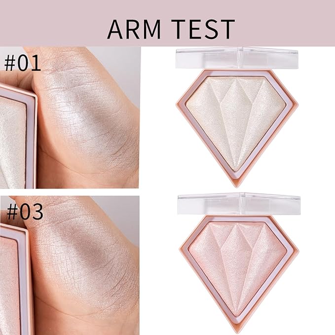 MEICOLY Baked Highlighter Powder Palette,Natural Face Highlighter Shimmer Powder,Long Lasting Glittery Highlighter Makeup Face Luminizer,01 Pearl White