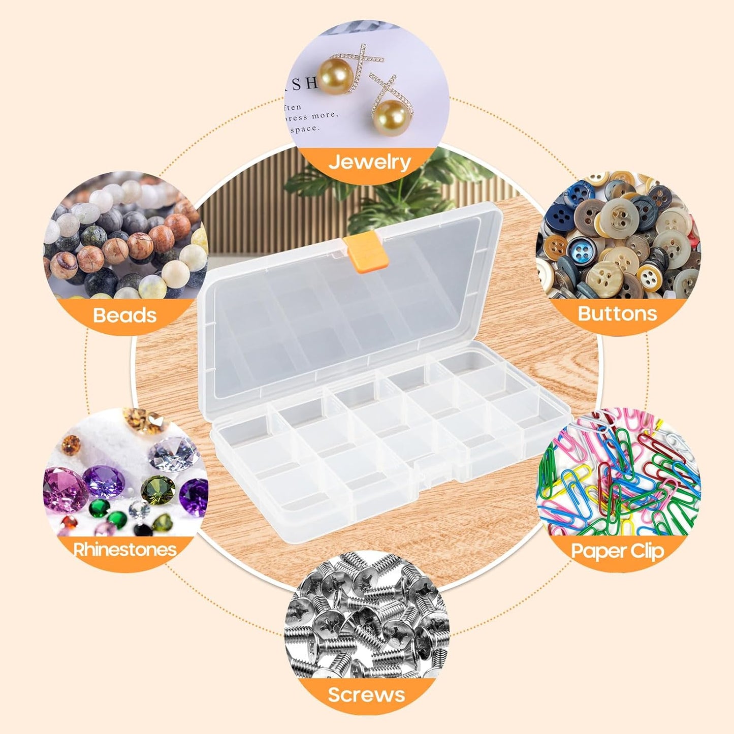 2PACK Extra Thick Bead Organizers, Mini Clear Plastic Storage Box Craft Containers for Nail jewelry rhinestones DIY Supply Case