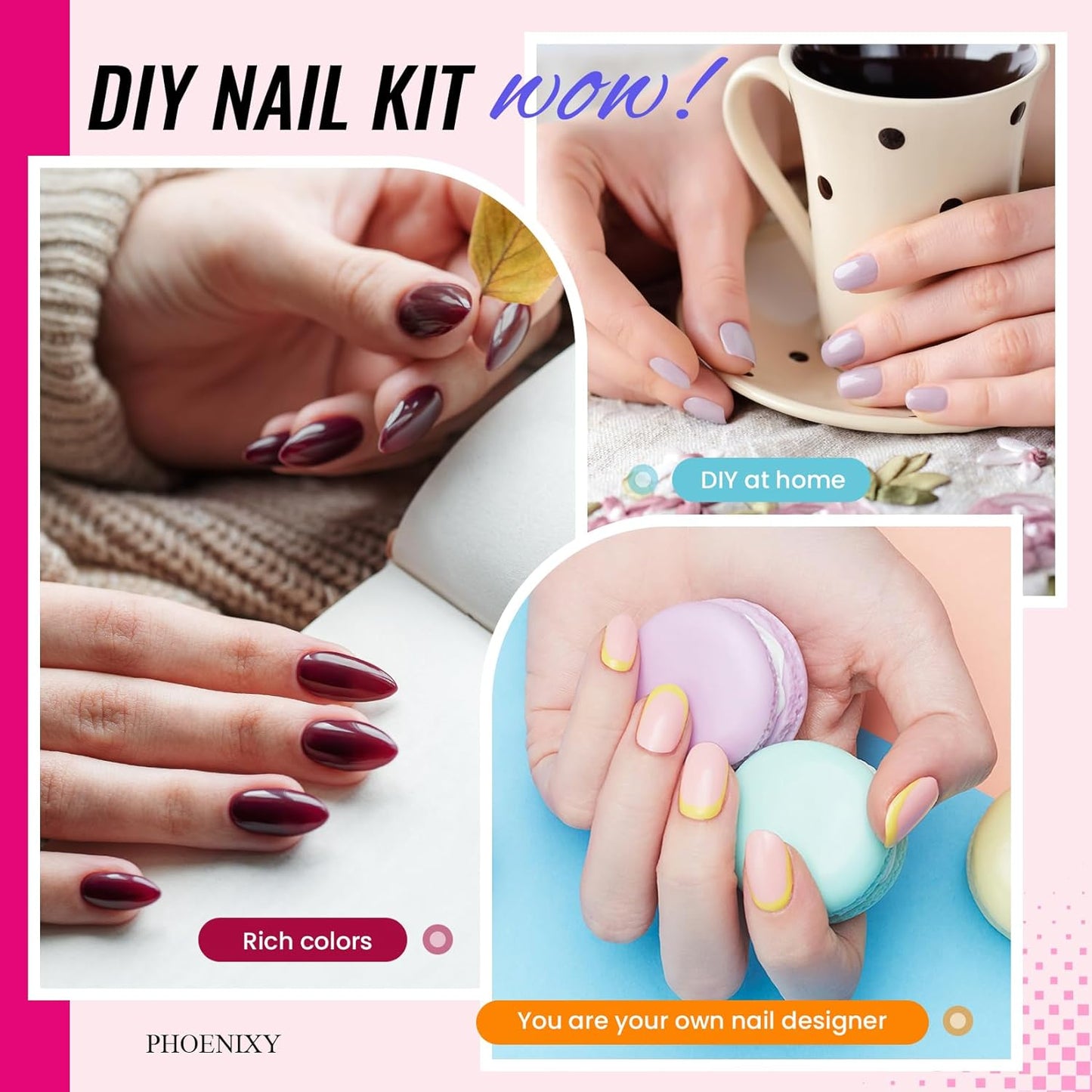 phoenixy 51 Pcs Gel Nail Polish Kit with U V Light, 35 Colours Gel Polish with 5 Pcs Base Top Coat Manicure Starter Nail Polish Set Gifts for Women ST9016