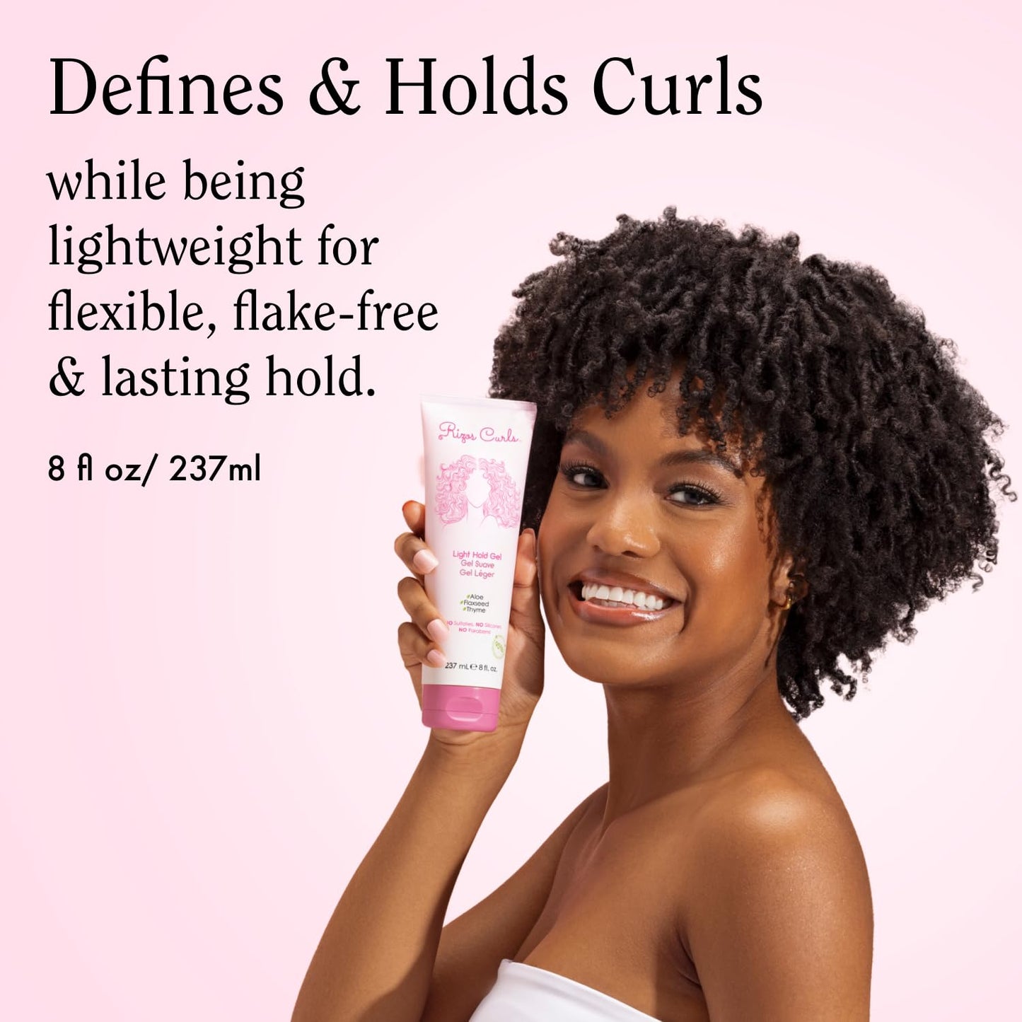 Rizos Curls Light Hold Gel – Flexible, Flake-Free, Frizz-Free Hold & Shine – Defines & Moisturizes Wavy, Curly, Coily 1a–4c Hair Types with Aloe Vera – Sulfate, Silicone & Paraben Free