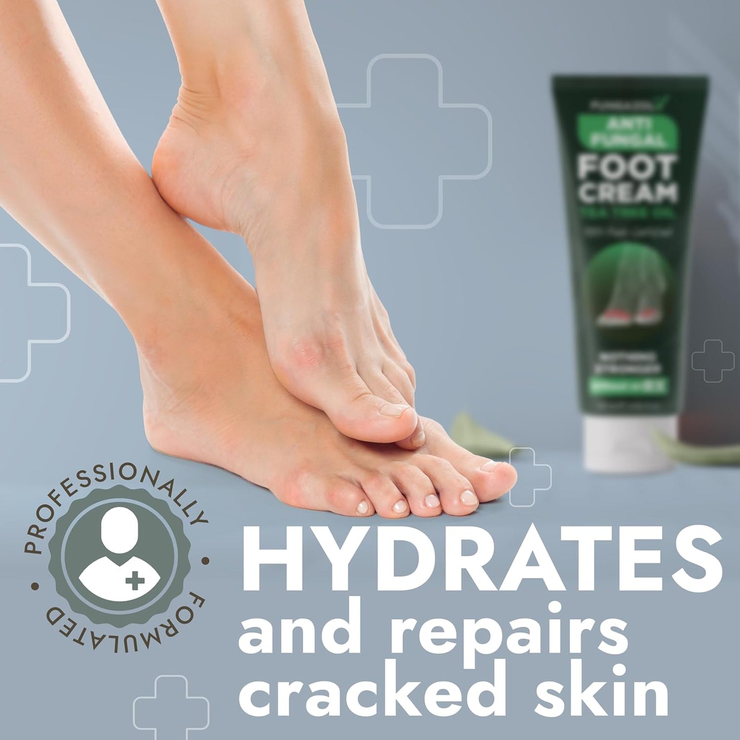 Foot Cream with Tea Tree Oil | Antifungal Cream to Soothes Cracked Heels, Dry Skin & Itchy Feet | Helps with Athlete’s Foot, Nail Fungus & Jock Itch | Relieves Itching & Burning | 4.05 fl oz