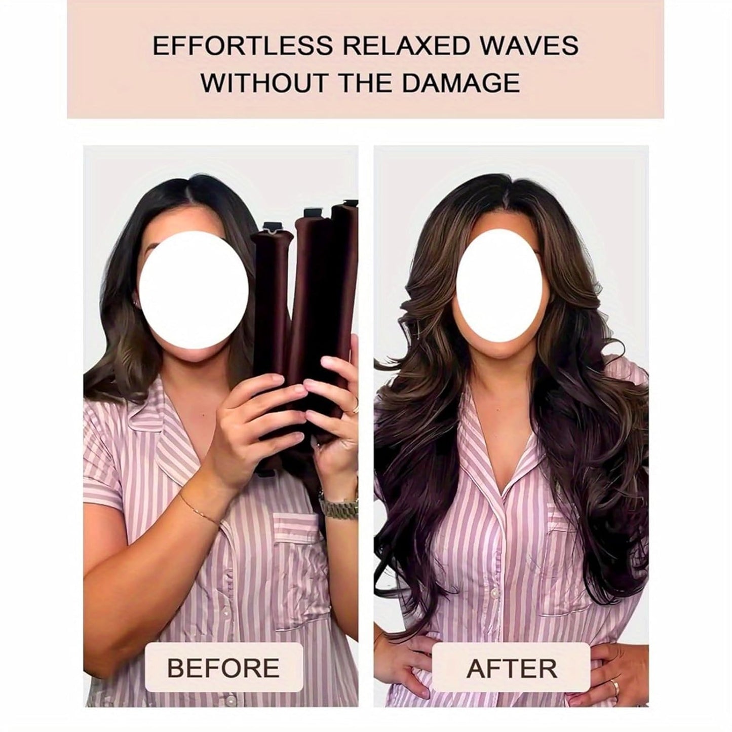 Heatless Hair Curler Overnight Curl Rods for All Hair Types, Healthy and Stylish Heatless Curling Set jumbo heatless hair curler to sleep in Heatless Hair Curlers (Brown, Medium)