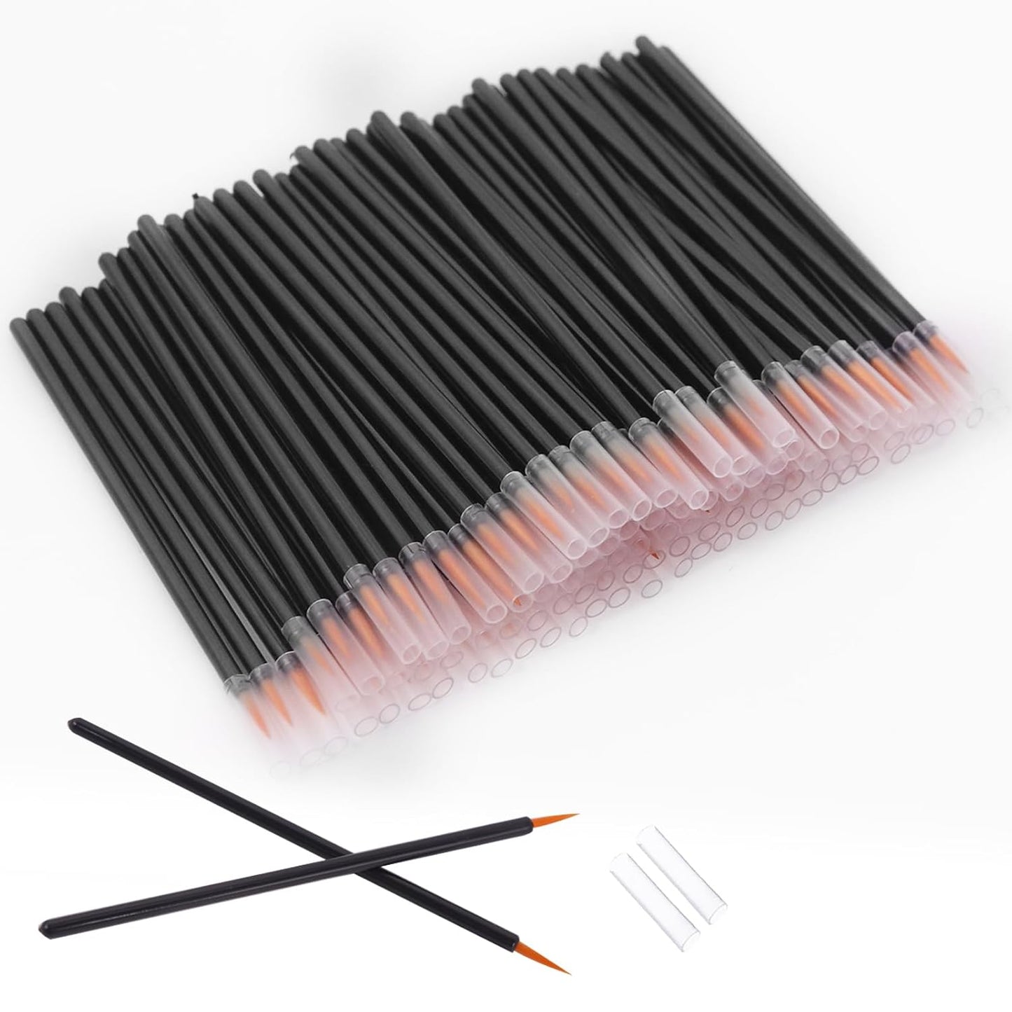 100 Pack Disposable Eyeliner Brush, Ultra-fine Point Eye Liner Applicator Cosmetic Eye Wands Makeup Brushes Tools (Color: Black)