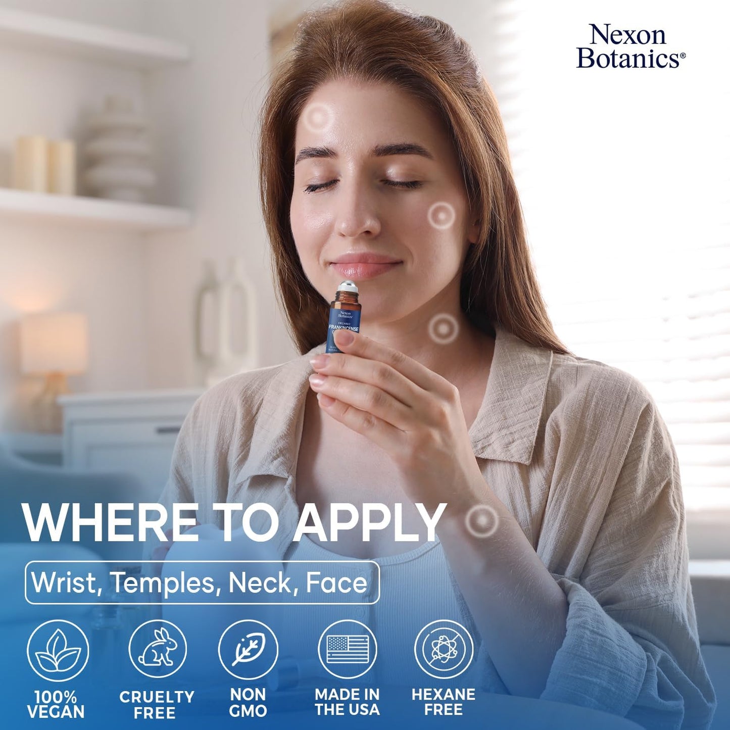 Organic Castor Oil and Frankincense Eye Roller 10 ml - Under Eye Puffiness & Fine Line Moisturizer - Lightweight Roll On - Nexon Botanics