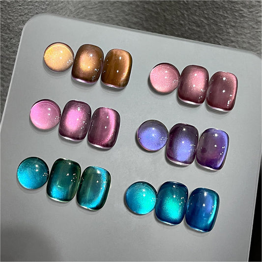 GAOY Glitter Cat Eye Gel Nail Polish Set with Magnet Colorful Galaxy for Holographic Cat Eye, Salon Gel Manicure and Nail Art DIY at Home