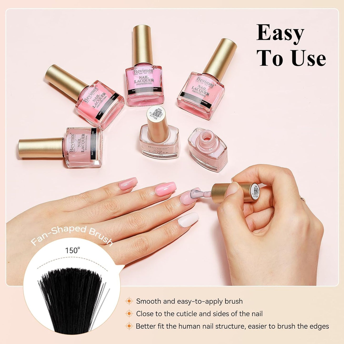 Nude Nail Polish Set: Quick Dry Nail Lacquer Non Ge Regular Sheer Colors White Nude Light Pink Natural Fingerpolish Fast Drying DIY Salon Gift For Women, 6 Colors 8lm/0.27fl.oz