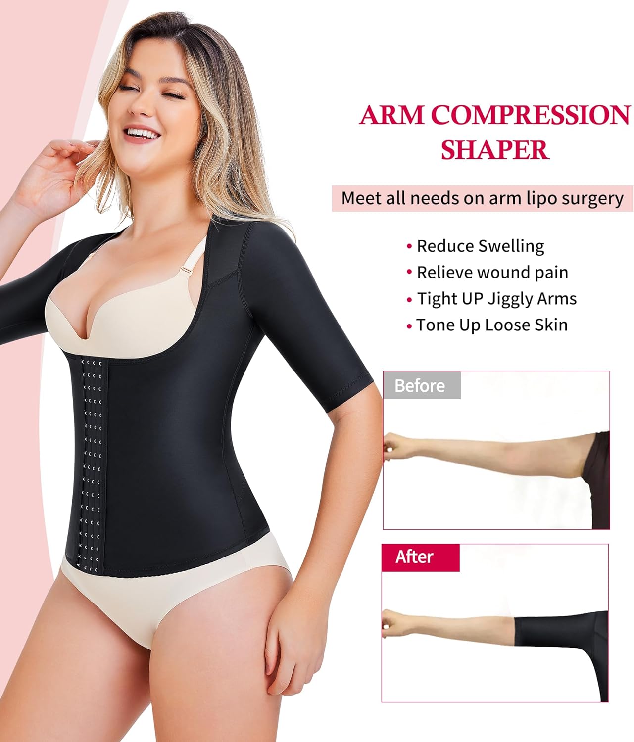 Gotoly Women Waist Trainer Corset Tummy Control Shapewear Upper Arm Shaper Post Surgical Slimmer Compression Tops