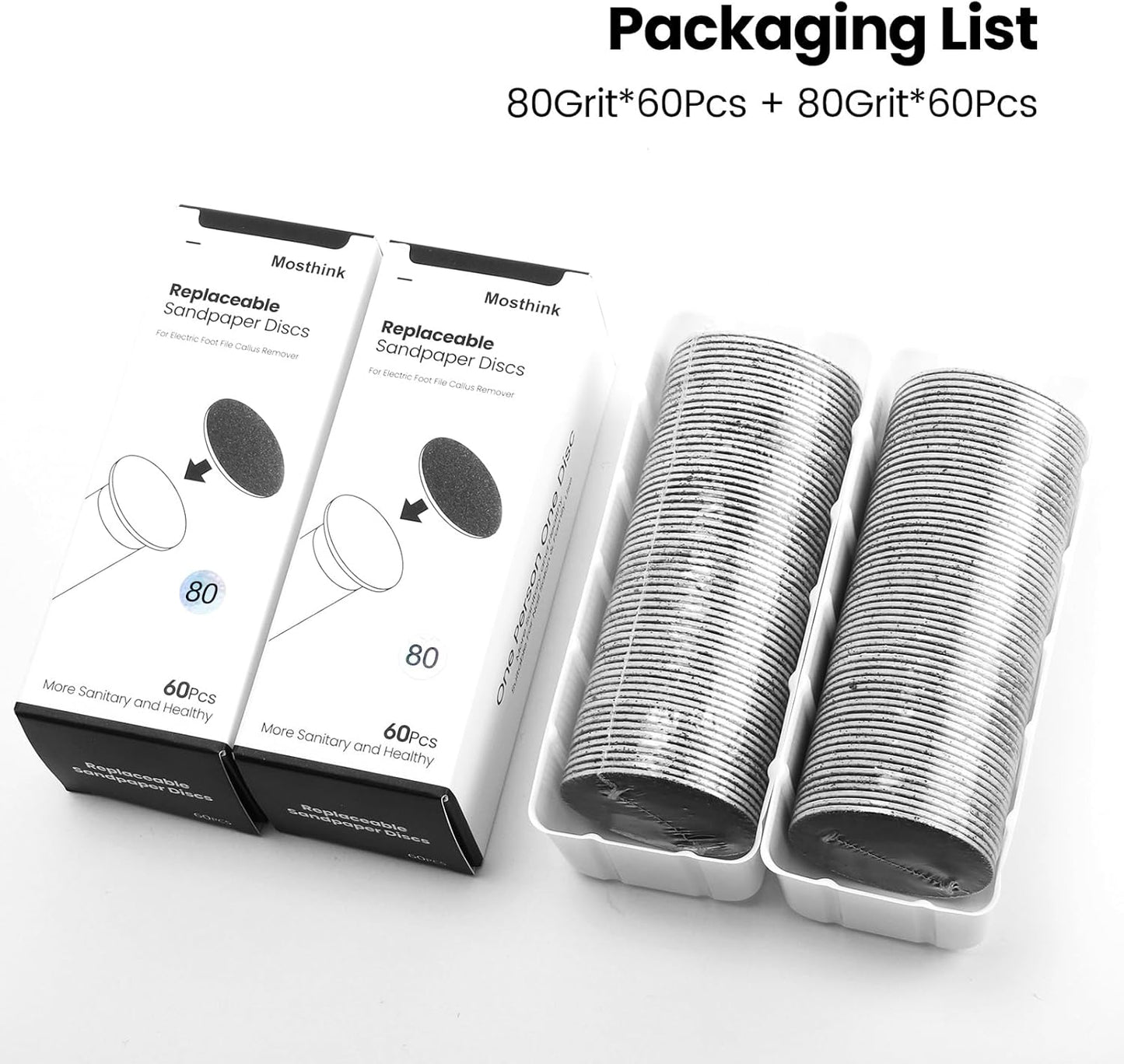 120pcs Replacement Sandpaper Refill Discs for Electric Foot File Callus Remover Tool for Men Women Dead Cracked Hard Skin (80 Grit+80 Grit)